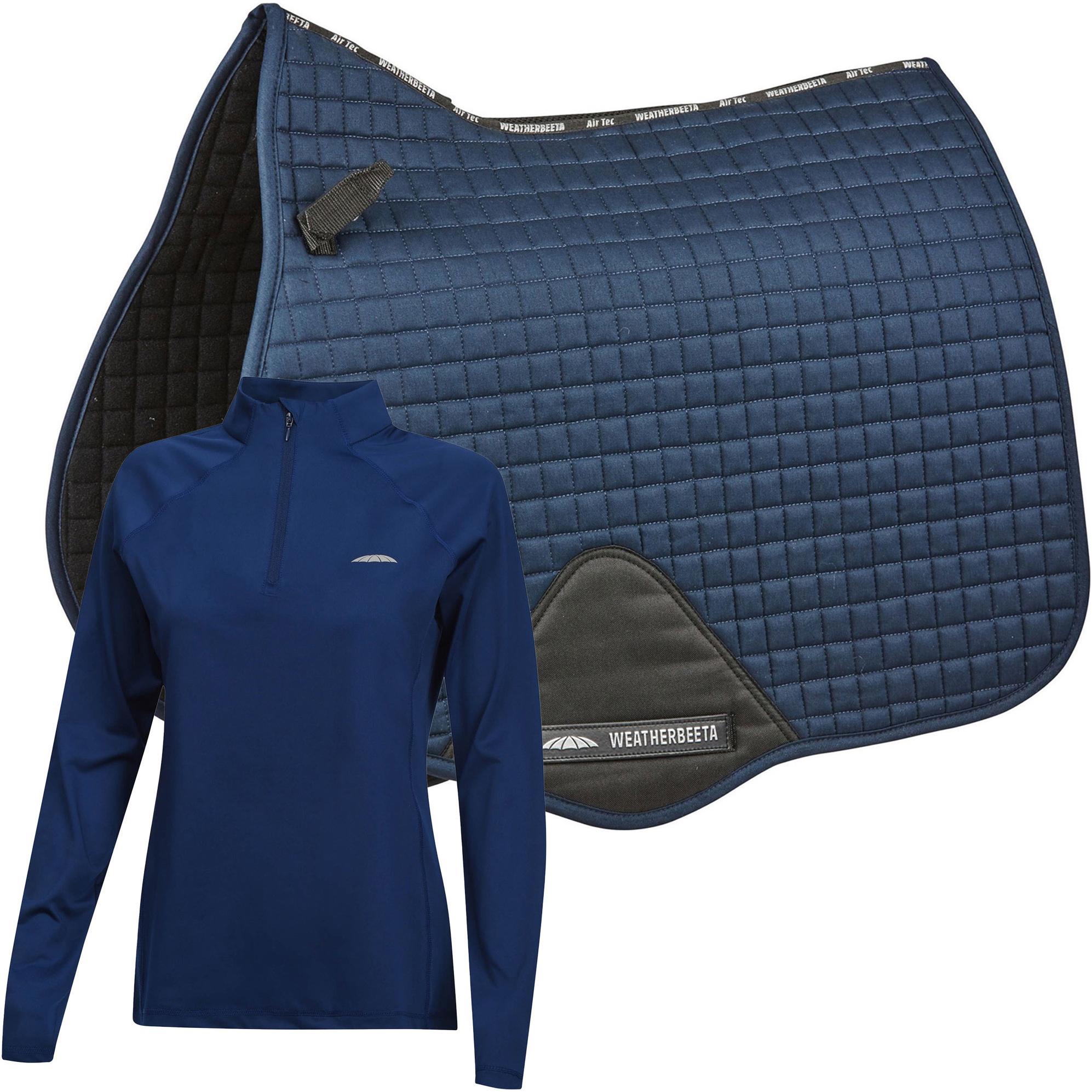 Weatherbeeta Womens Prime Long Sleeve Top & All Purpose Saddle Pad PLSTDSP - Navy